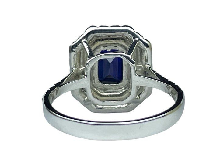 Ingen mindstepris - Ring - 18 kraat Hvidguld Safir - Diamant - INGEN RESERVEPRIS