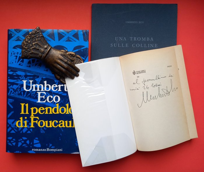 Signed; Umberto Eco / Tullio Pericoli - Una Tromba sulle Colline / Sei Passeggiate nei Boschi Narrativi / Il Pendolo di Foucault - 1988-2010