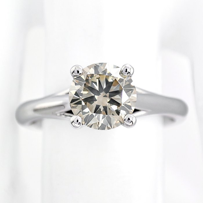 Ring - 14 karat Hvidguld -  1.06ct. tw. Grøn Diamant (Naturfarvet)