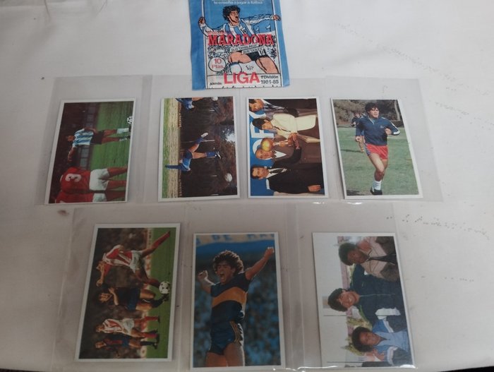 1984 Cromo Esport Sus Driblings Sus Goles Diego Maradona 7 loose cards  1 sealed pack Mixed collection - Glimrende (EX)