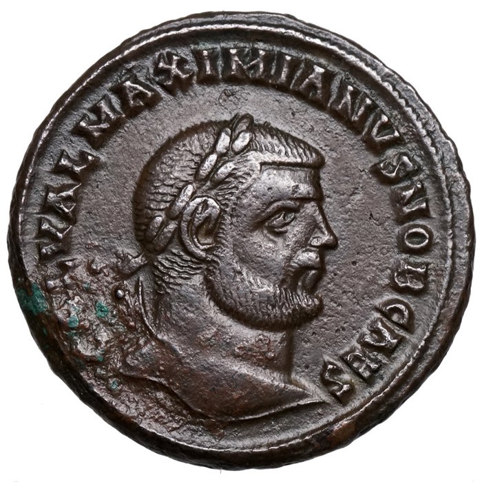 Romarriket. Galerius (AD 305-311). Follis Kyzikos, GENIUS mit Füllhorn