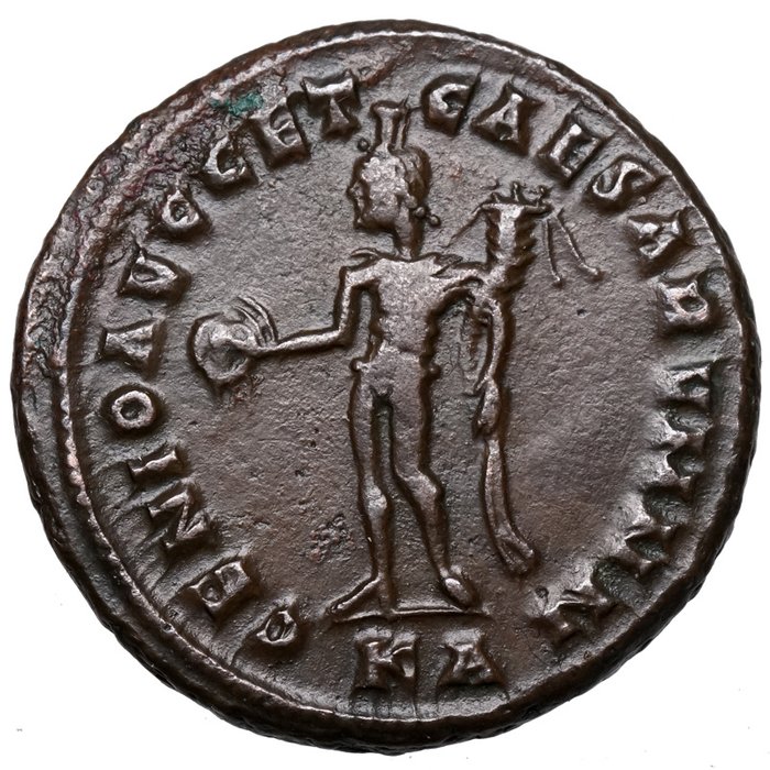 Romarriket. Galerius (AD 305-311). Follis Kyzikos, GENIUS mit Füllhorn