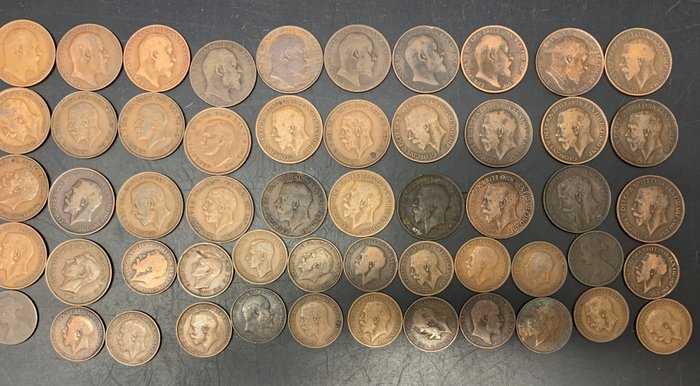 Storbritannien A Lot of British Pennies and Halfpennies 1860-1940  (Ingen mindstepris)