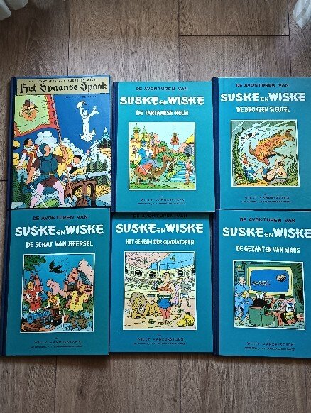 Suske en Wiske Blauwe reeks - bibliofiele herdruk - Het spaanse spook De Tartaarse helm De Bronzen sleutel De schat van beersel Het Geheim der - 6 Album, Comic collection, Signed comic - Første udgave/genoptryk - 1983/1984