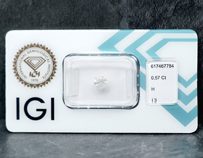 1 pcs Diamant  (Natur)  - 0.57 ct - H - I3 - International Gemological Institute (IGI)