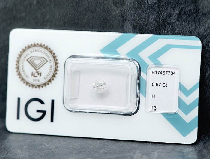 1 pcs Diamant  (Natur)  - 0.57 ct - H - I3 - International Gemological Institute (IGI)