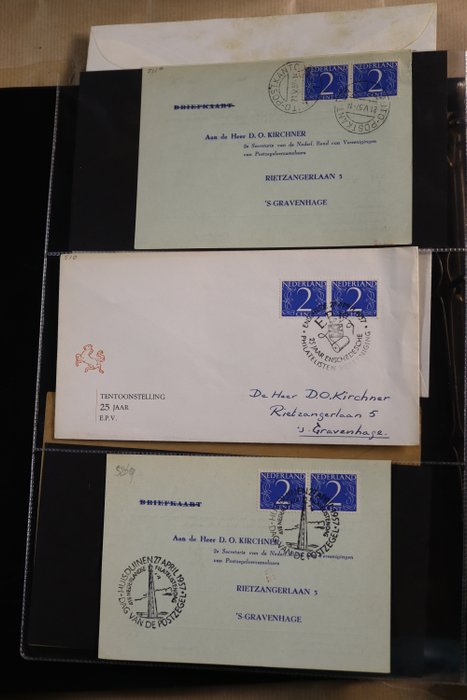 Holland 1951/1962 - Samling af omslag, breve, post(værdi)forsendelser mv i 2 Importa ringbind