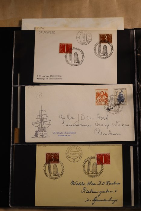 Holland 1951/1962 - Samling af omslag, breve, post(værdi)forsendelser mv i 2 Importa ringbind