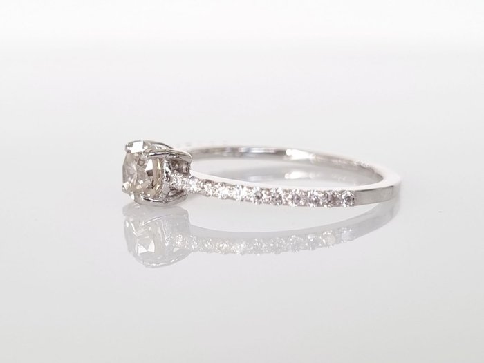 Forlovelsesring - 18 kraat Hvidguld -  0.88ct. tw. Diamant (Natur)