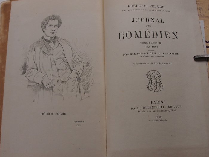 Frédéric Febvre / Julian-Damazy - Journal d'un Comédien [1ère épreuve d'imprimerie 12 Aout 1895] - 1896