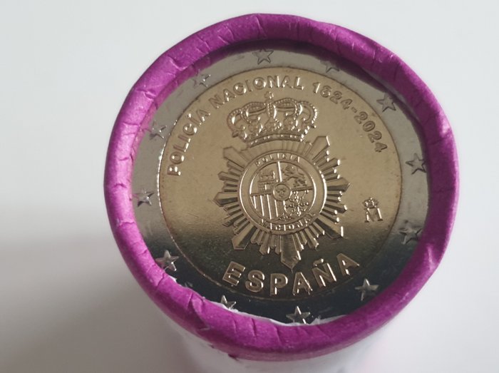 Spanien 2 Euro 2024 "Policia Nacional" (25 monedas) en rollo  (Ingen mindstepris)