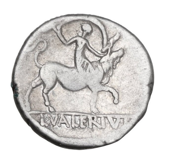 Romerska republiken L Valerius Acisculus 45 BC Denarius