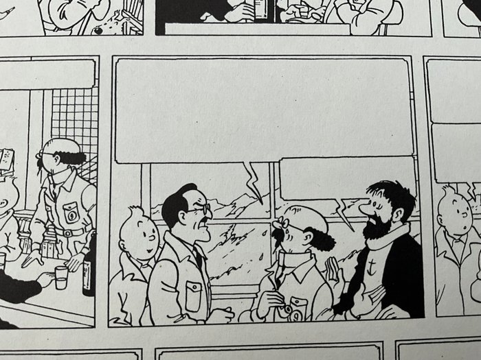 Hergé - On a Marché sur la Lune  - Tirage planche sans textes pour parution journal Tintin