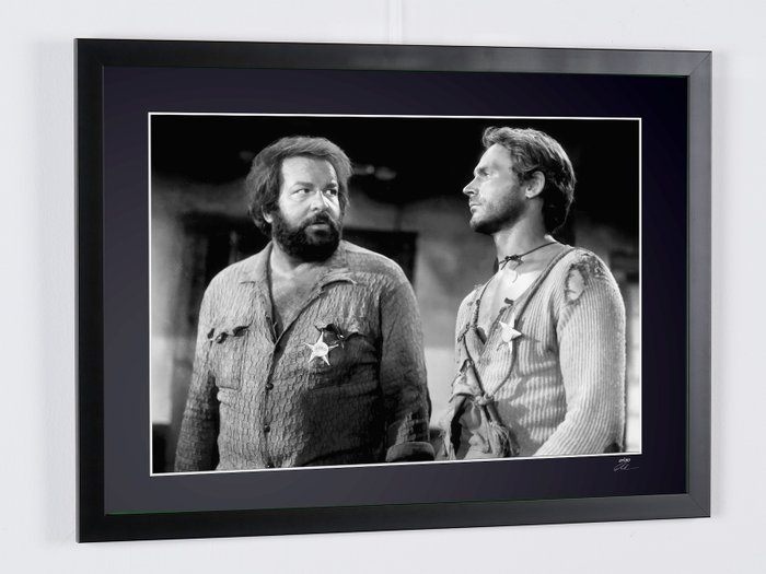 Bud Spencer  Terence Hill - They Call Me Trinity 1970 - Fine Art Photography - Luxury Wooden Framed 70X50 cm - Limited Edition 01 of 30 - Serial ID 30757 - Original Certificate (COA), Hologram Logo Editor and QR Code - 100% New items.