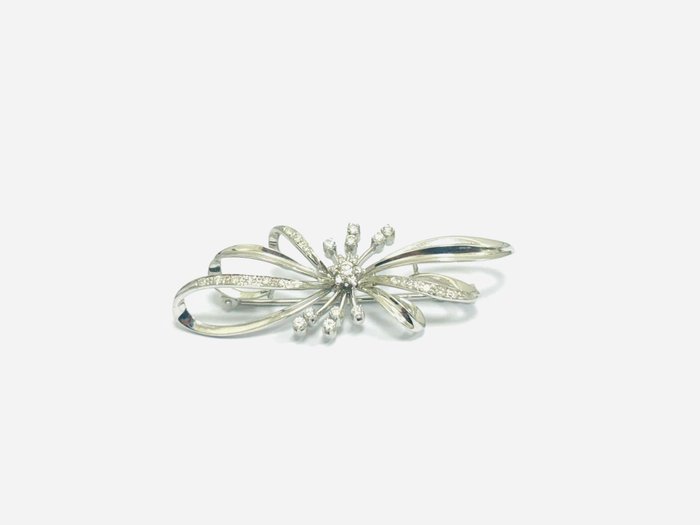 Broche - 18 kraat Hvidguld -  1.05ct. tw. Diamant (Natur)  - Fremstillet i Italien