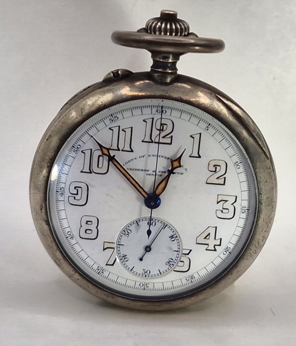 Vacheron  Constantin Geneve - Silber Taschenuhr - Corps of Engineers USA -  Nr 456 - Schweiz omkring 1930