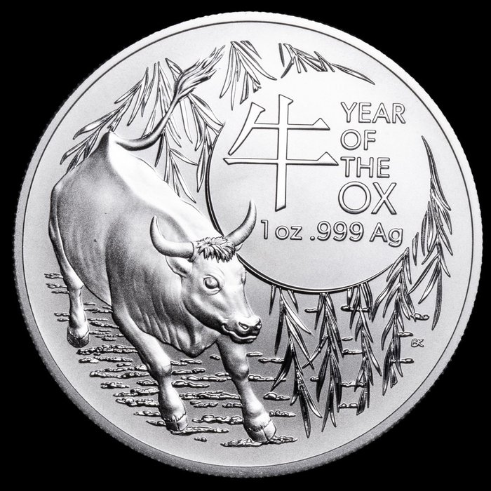 Australien. 1 Dollar 2021 Year Of The Ox, 1 Oz (.999)  (Ingen mindstepris)