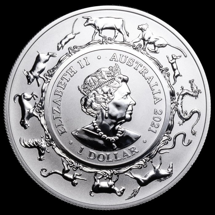 Australien. 1 Dollar 2021 Year Of The Ox, 1 Oz (.999)  (Ingen mindstepris)