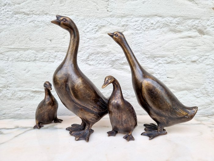 Statuette - A goose family (4) - Bronze