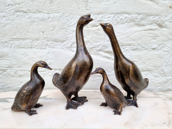 Statuette - A goose family (4) - Bronze