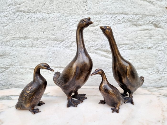 Statuette - A goose family (4) - Bronze