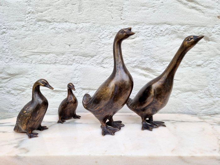 Statuette - A goose family (4) - Bronze