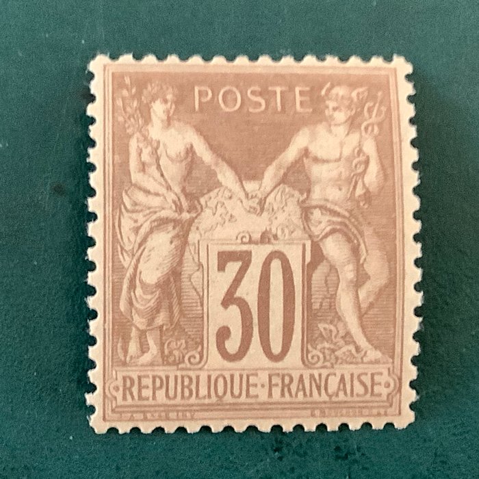 Frankrig 1876 - 30 øre Sage I centreret og MNH - mærket Brun - Yvert 69