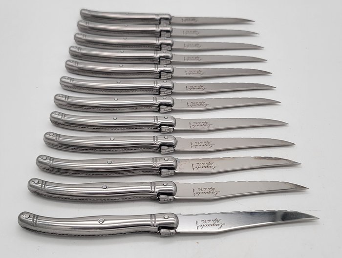 Laguiole Style de Vie - Bordknive sæt (12) - Premium Line knive - Stål - Sølv bøfknive