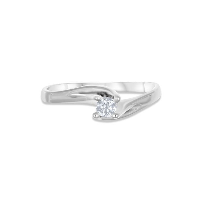 Ring - 18 kraat Hvidguld -  0.12ct. tw. Diamant (Natur)