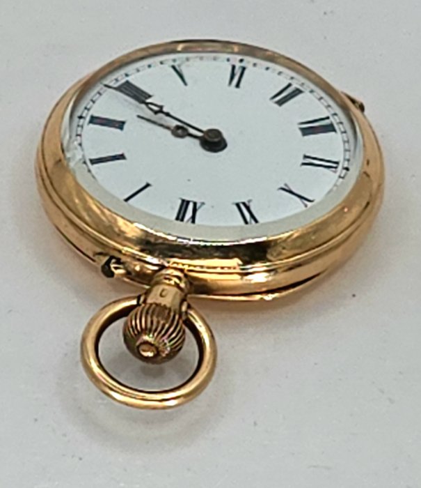 Favre Frères - 14kt. Schmuck Lepin Taschenuhr - polychrome Landschaftsgravur - Unisex - No Reserve Price - Schweiz 1885