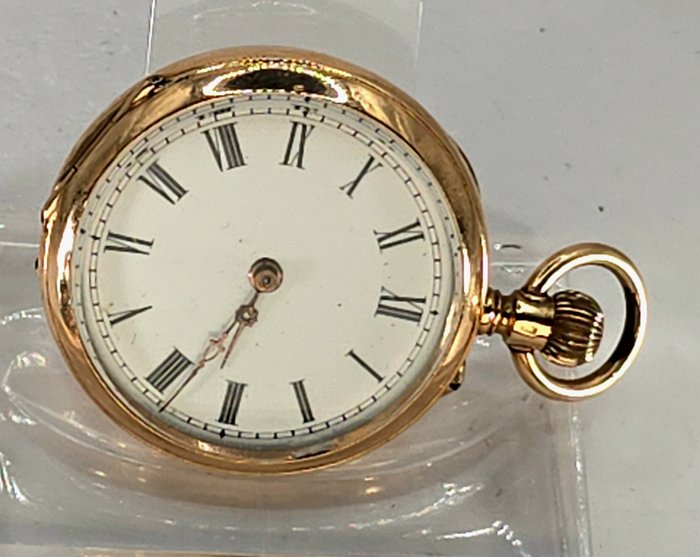 Favre Frères - 14kt. Schmuck Lepin Taschenuhr - polychrome Landschaftsgravur - Unisex - No Reserve Price - Schweiz 1885