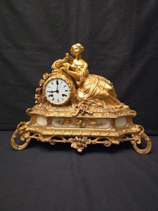 Kaminur Louis XIV-stil - Forgyldt bronze - 1850-1900