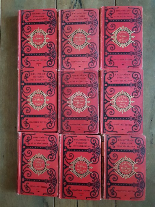 Jules Verne - Lot avec 9 volumes - 1900