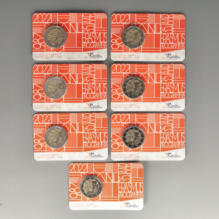 Holland 2 Euro 2022 "Erasmus Programma" (7 coincards)  (Ingen mindstepris)