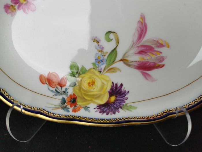 Meissen - bordo "A" dorato e blu cobalto L 23 cm 1a scelta - Fad - Porcelæn