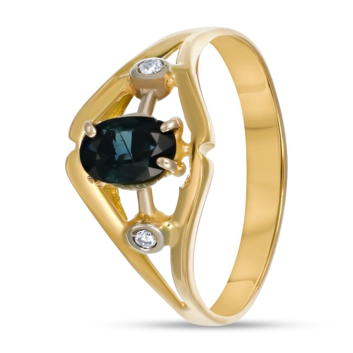 Ring - 18 kraat Gulguld -  0.53ct. tw. Safir - Diamant