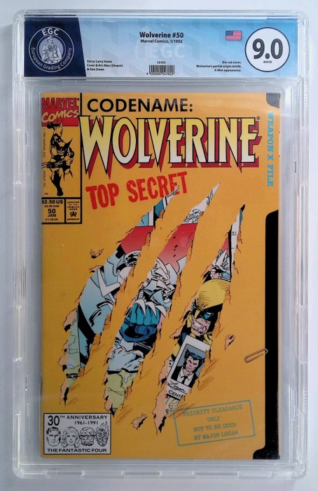 Wolverine #50 - die-cut cover - EGC graded 9.0 - 1 Graded comic - 1992