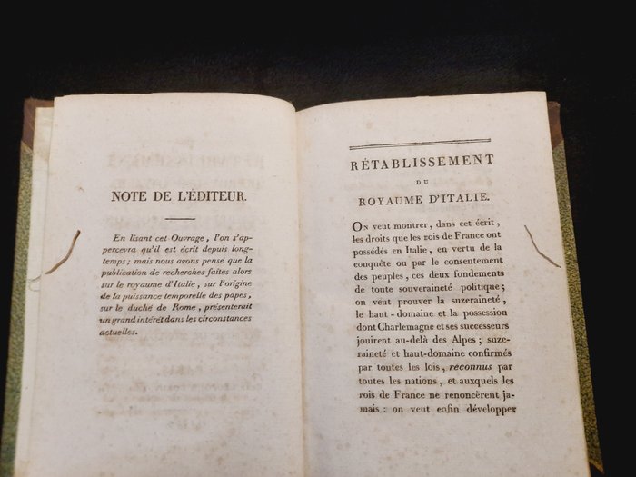 Mce de Montgaillard - Du Rétablissement du royaume d'Italie sous l'empereur Napoléon - 1809