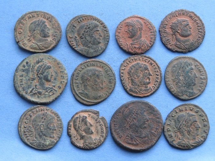 Romarriket. Lot of 12 Æ coins 3rd-4th centuries AD  (Ingen mindstepris)