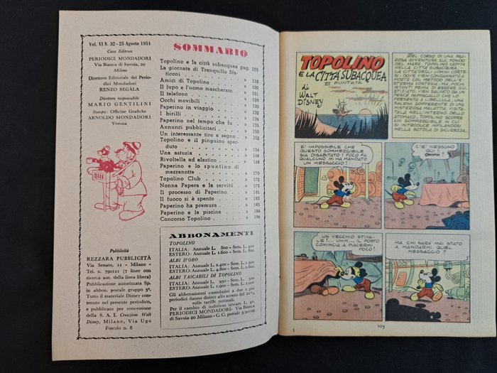 Topolino Libretto n. 32 - 1 Comic - Første udgave - 1951