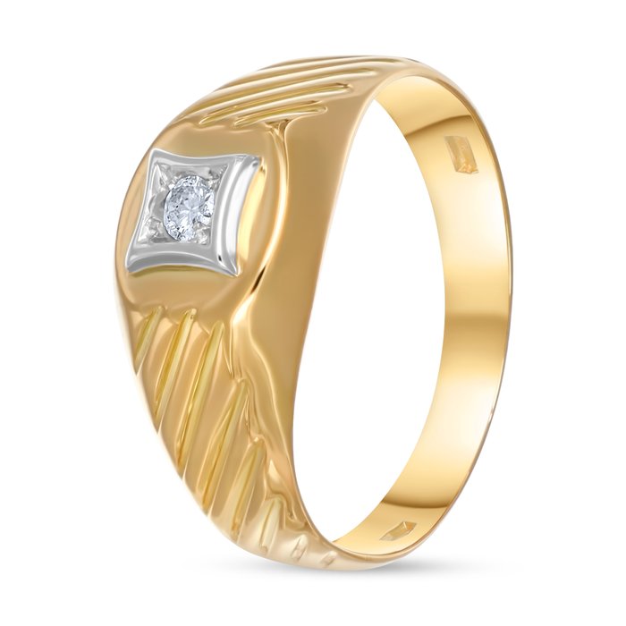 Ring - 18 kraat Gulguld -  0.12ct. tw. Diamant (Natur)