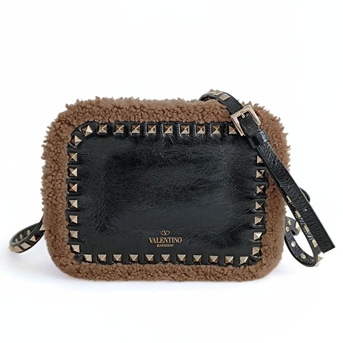 Valentino - Shearling in vernice nera - Crossbody-taske