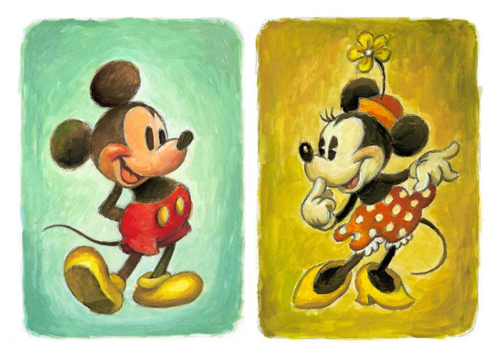 Joan Vizcarra - Vintage Mickey  Minnie - Fine Art Giclée - Hand-Signed