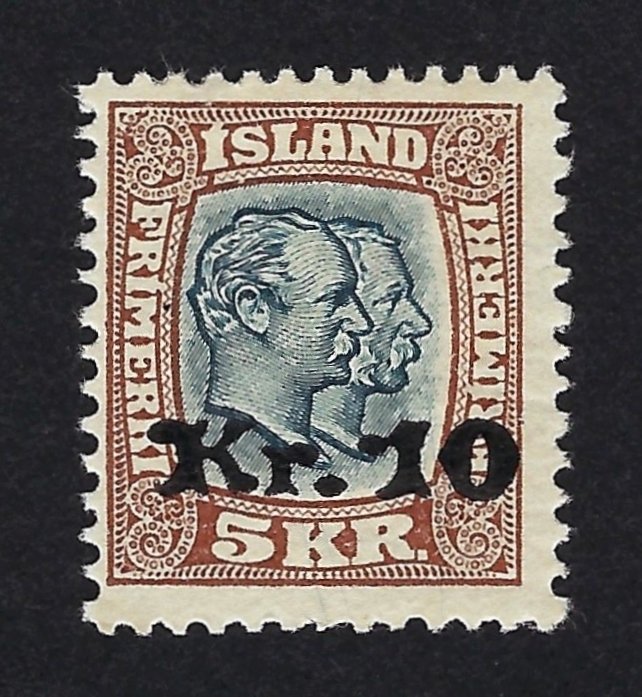 Island 1930 - Frederic VIII  Christian IX 10Kr - Certifikat - Yvert Tellier N. 107