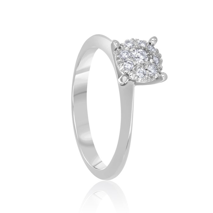 Ring - 18 kraat Hvidguld -  0.24ct. tw. Diamant (Natur)