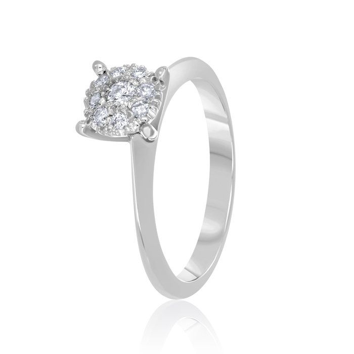 Ring - 18 kraat Hvidguld -  0.24ct. tw. Diamant (Natur)