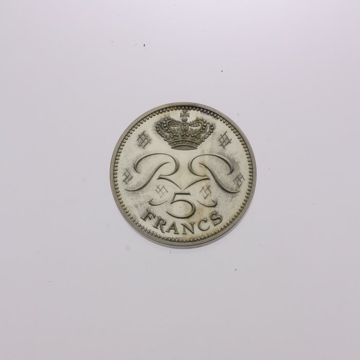 Monaco. 5 Francs 1971 Rainier III. Piéfort en argent