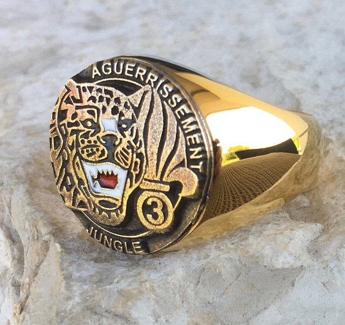 3 rei Jaguar Course Honor French Legion Parachute Company 24kt guldbelagt - Ring