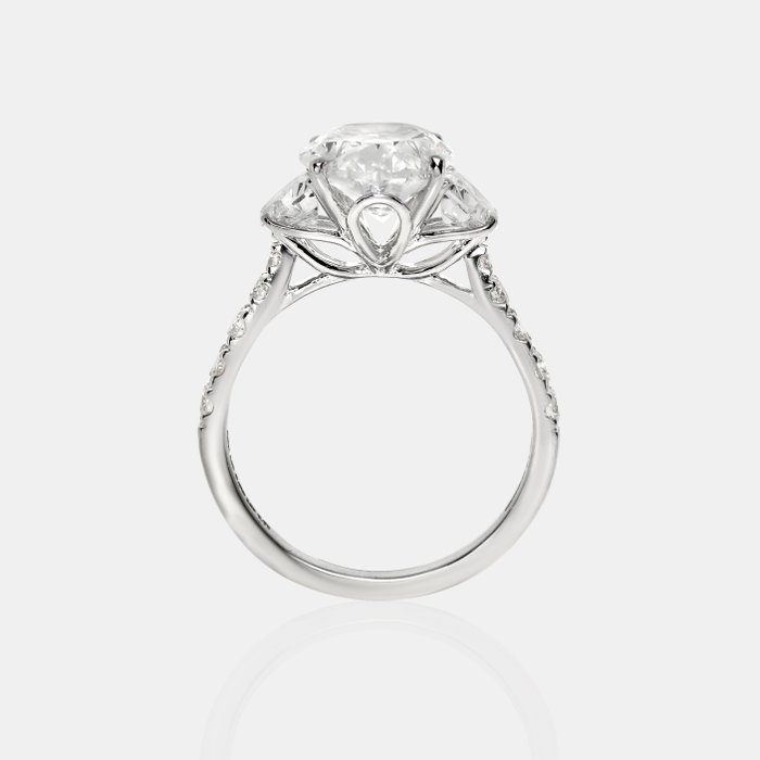 Ingen mindstepris - Ring - 14 karat Hvidguld -  4.18ct. tw. Diamant (Laboratoriedyrket) - Diamant - IGI