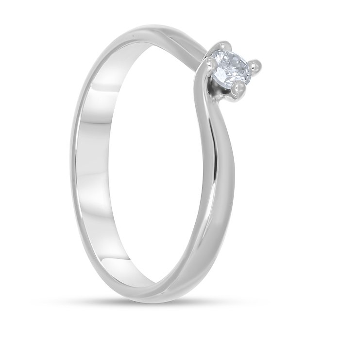 Ring - 18 kraat Hvidguld -  0.12ct. tw. Diamant (Natur)